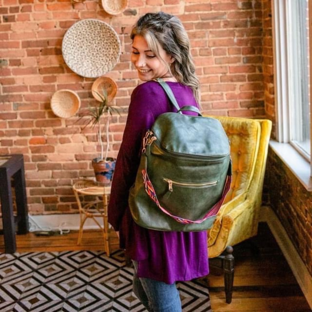 Olive green convertible bag